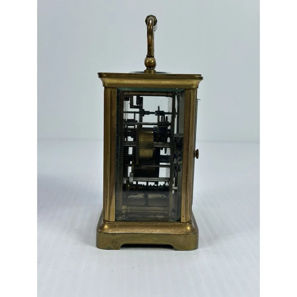 Antique French Carriage Alarm Clock Box Key H&H France Beveled NOT WORKING